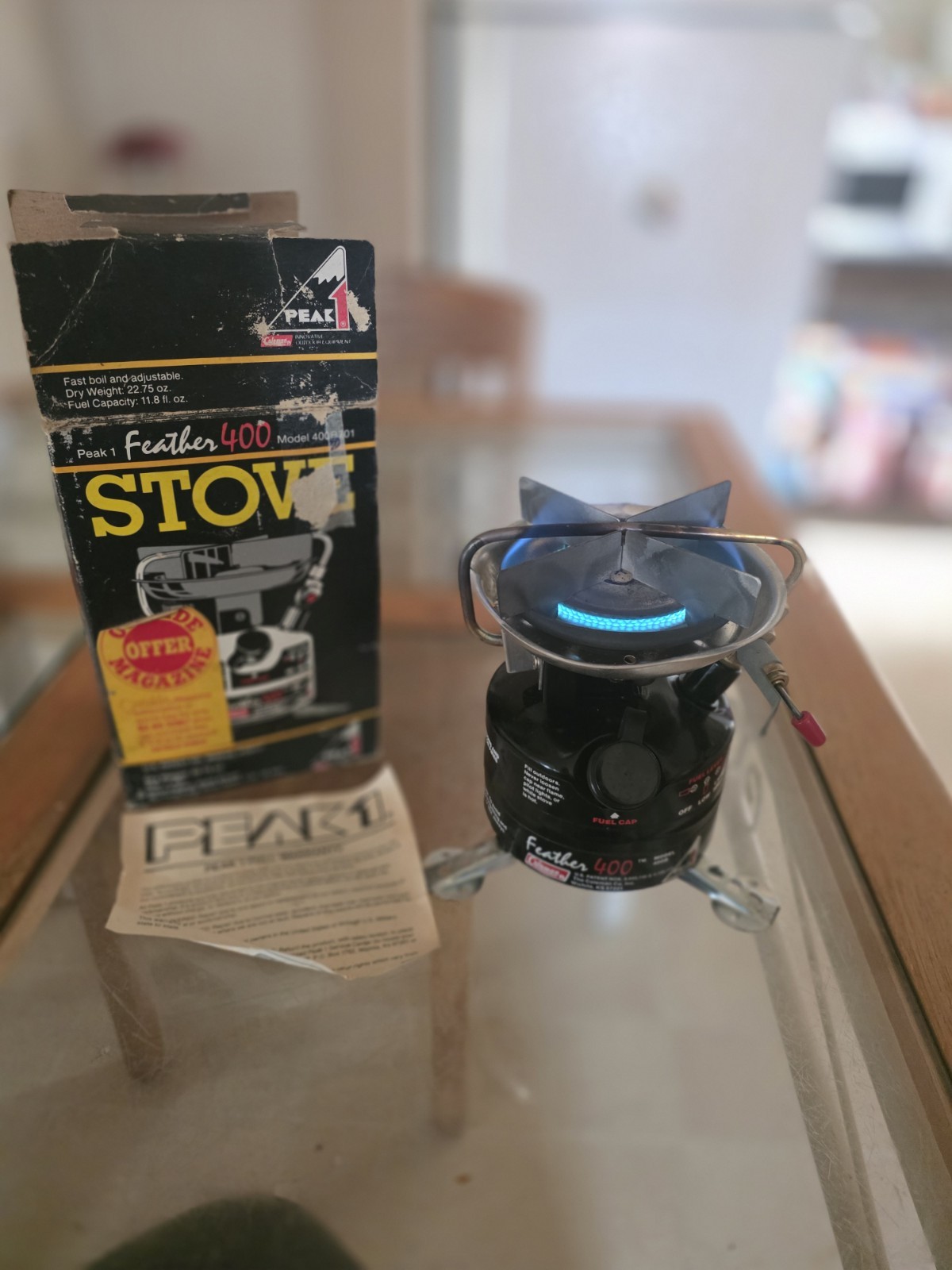 Coleman Peak 1 Feather Model 400 Camp Stove Original Box Manual