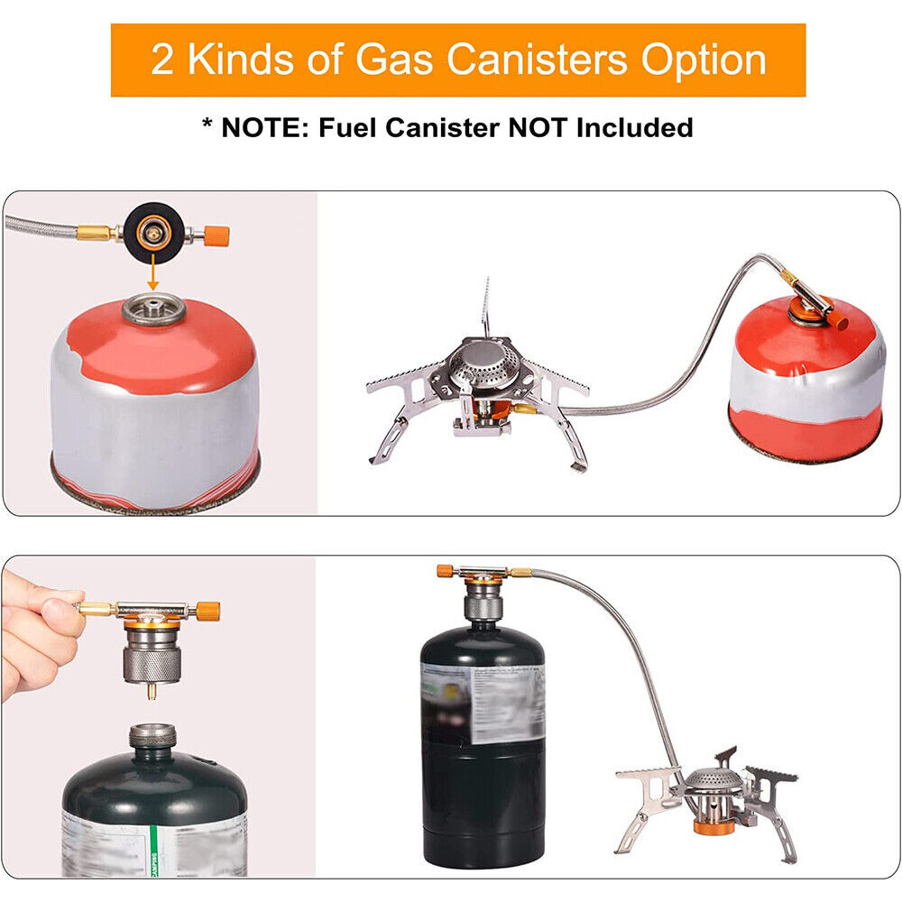 3700W Portable Backpacking Camping Gas Stove +Piezo Ignition Burner Case/Adapter