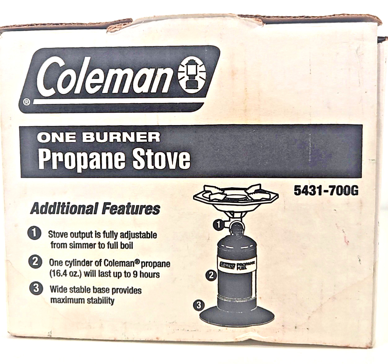 Coleman Perfect Flow One Burner Propane Bottletop Stove 5431 Stainless Camping