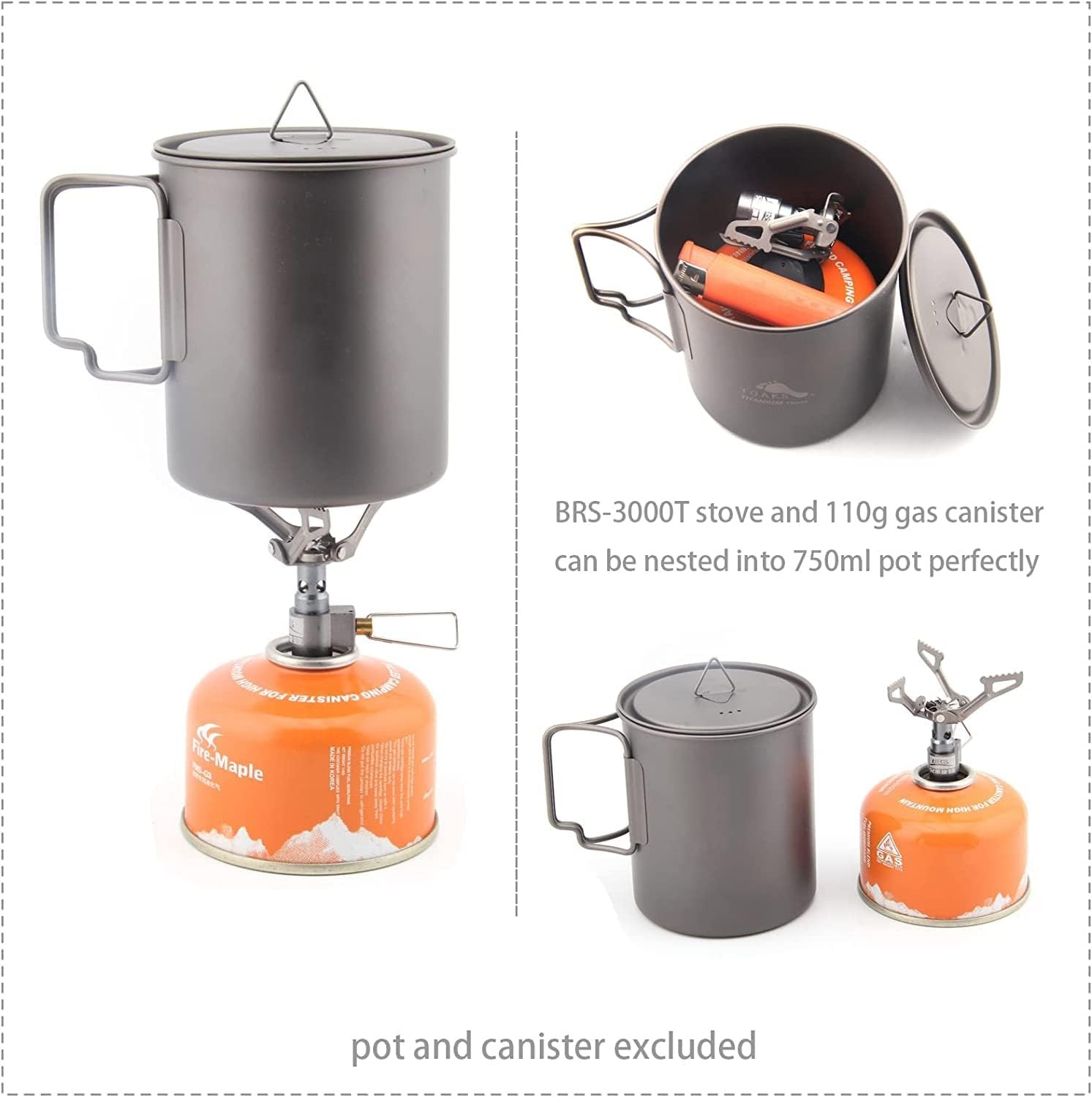 B R Stove BRS 3000T Stove Titanium Ultralight Backpacking Stove Portable Propane