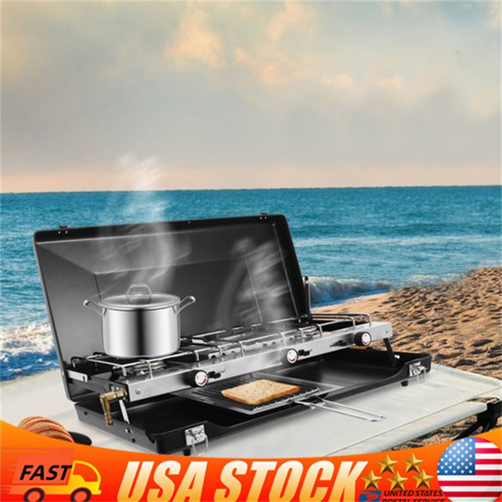 3-Burner Tabletop Outdoor Gas Stove Camping Stove Portable Cooking Stove 4500W