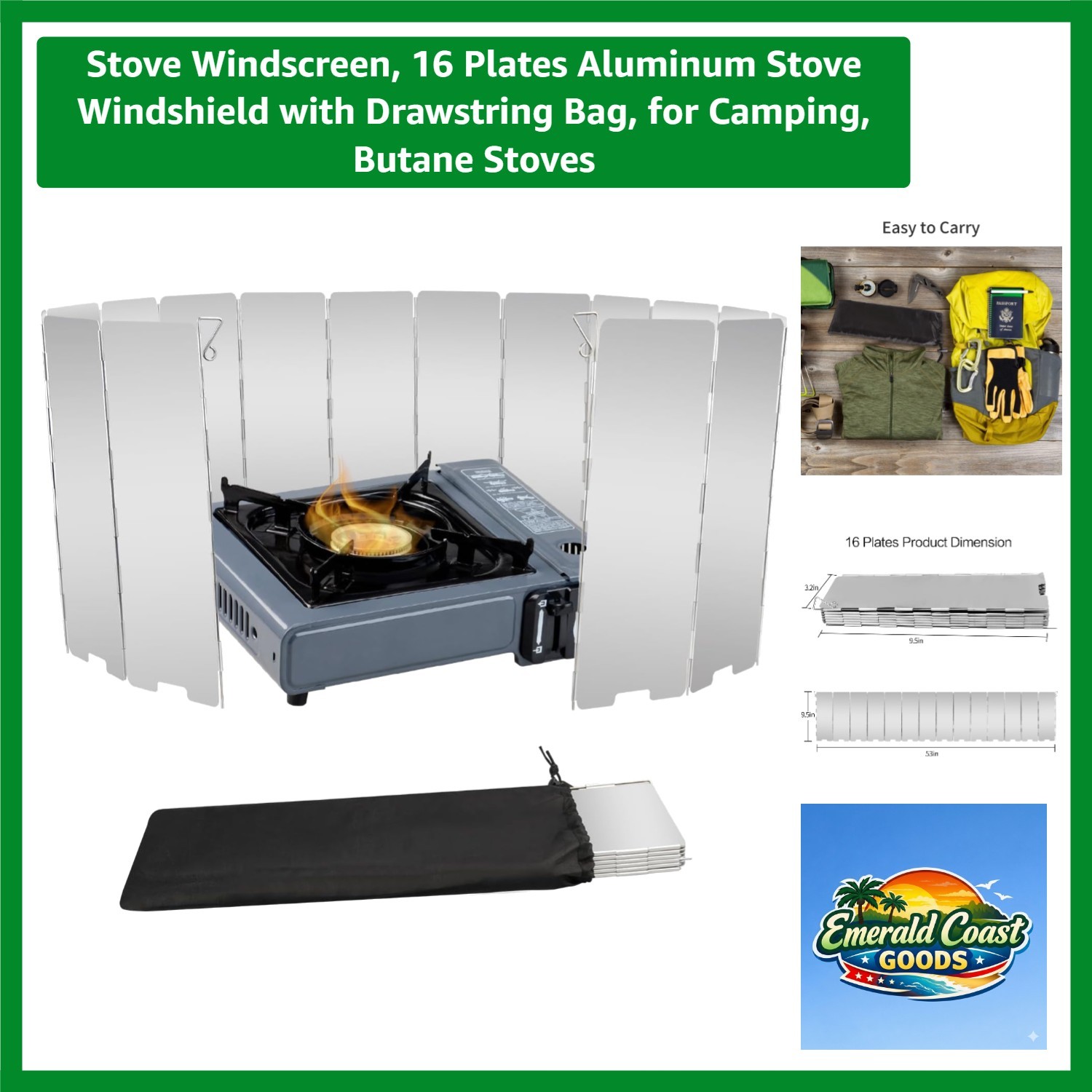 Durable & Lightweight 16-Plate Stove Windshield for Outdoor Cooking Adventures