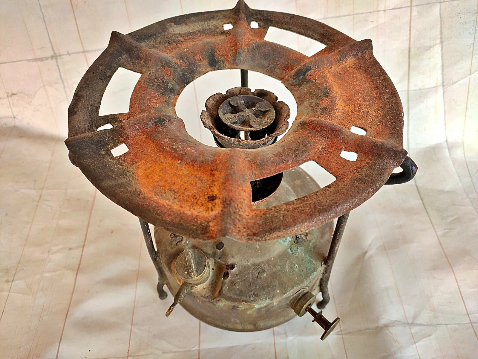 Old Vintage Prabhat No.1 Rare Original Brass Kerosene Camp Stove India S2