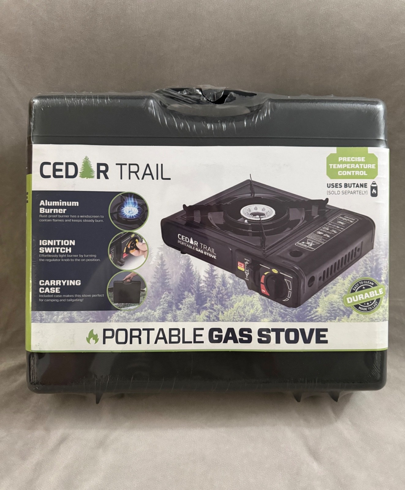 Cedar Trail Portable Butane Gas Camp Stove w/ Carry Case and Ignition Switch