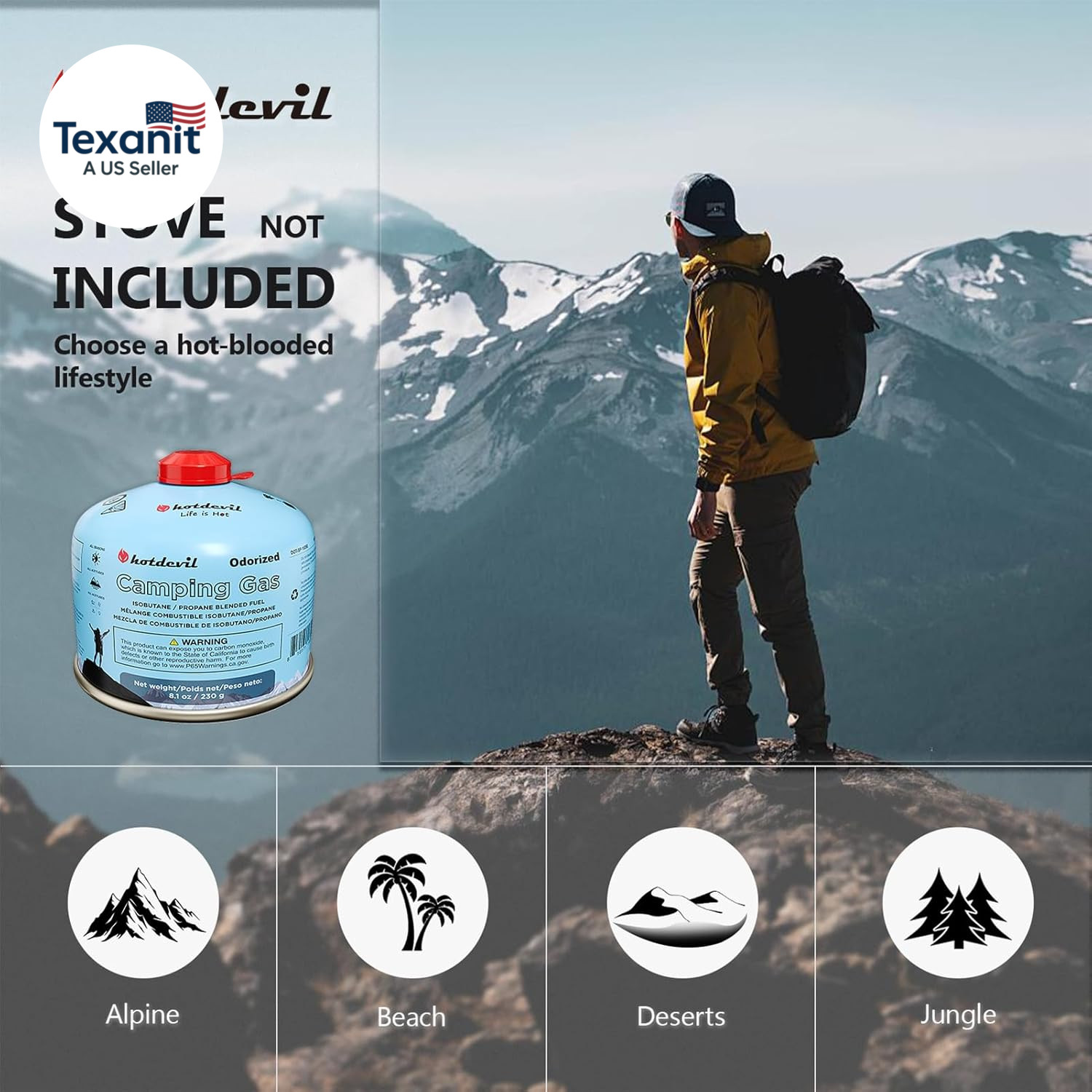 Isobutane Fuel Canister 230 Gram Camping Stove Fuel Butane Propane Blend Isobuta