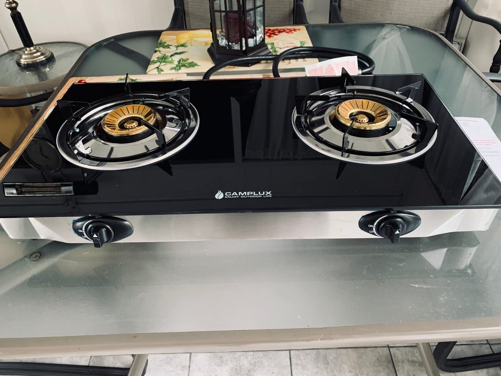 Camplux Portable Gas Cooktop Stand with AUTO Ignition LPG Propane Camping Stove
