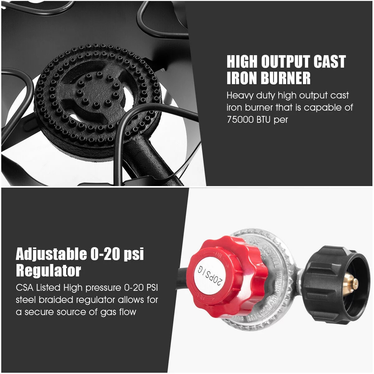 Portable Propane 225,000-BTU 3 Burner Propane Gas Cooker Outdoor Camp Stove BBQ