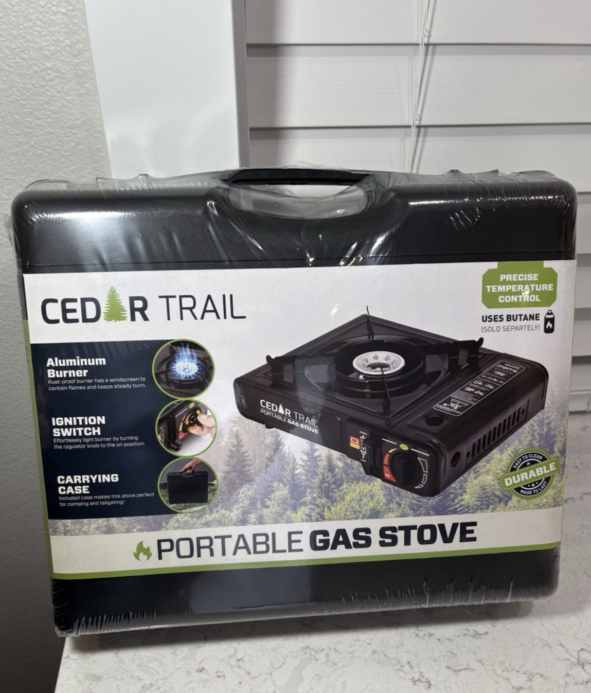 Cedar Trail Portable Butane Gas Stove w/ Carry Case Ignition Switch Temp Control