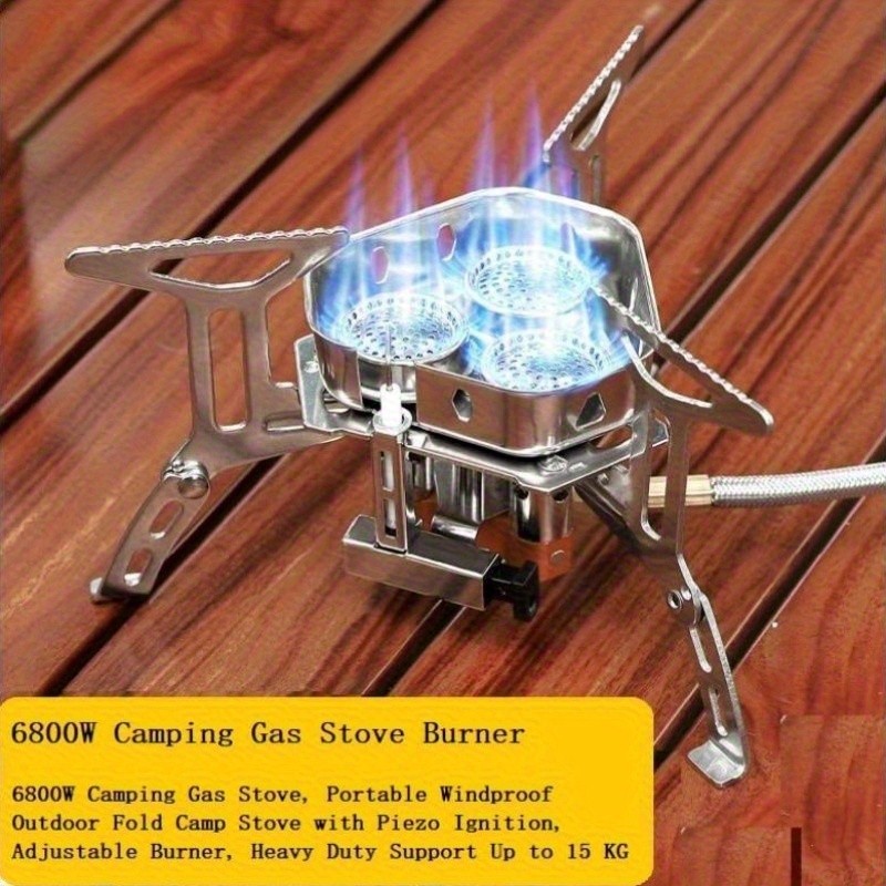 3-Core Burner Camping Stove with Fuel Canister Adapter, Portable Camp Stove Set