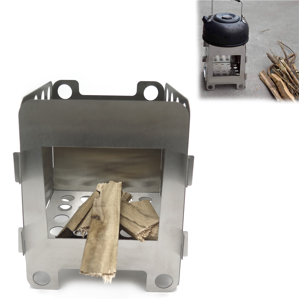 Camping Wood Stove Portable Outdoor Folding Wood Stove Charcoal Chimney Starter