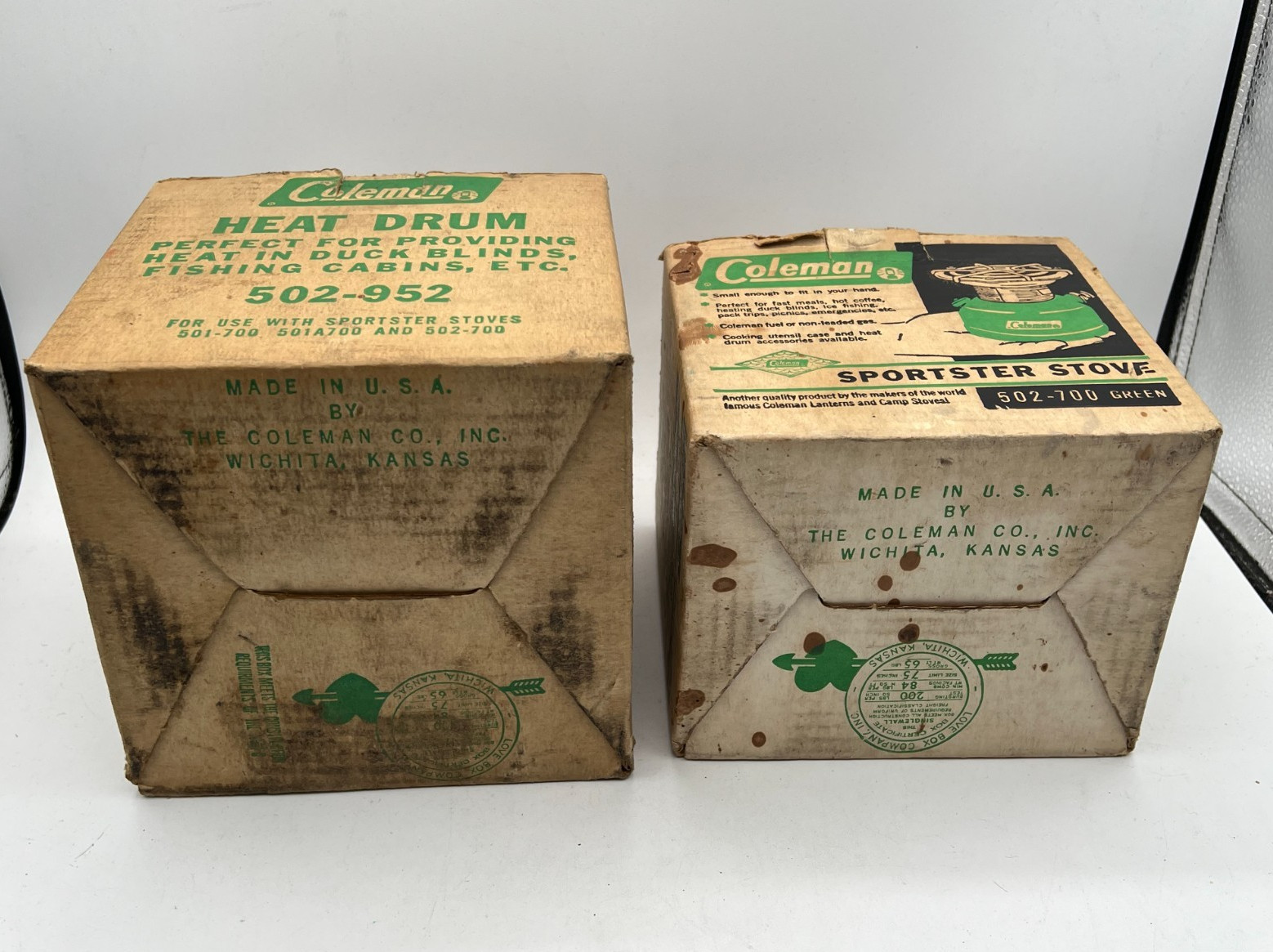 Vintage 1964 Coleman 502-700 Sportster Camp Stove & Heat Drum 502-952 w/ Boxes