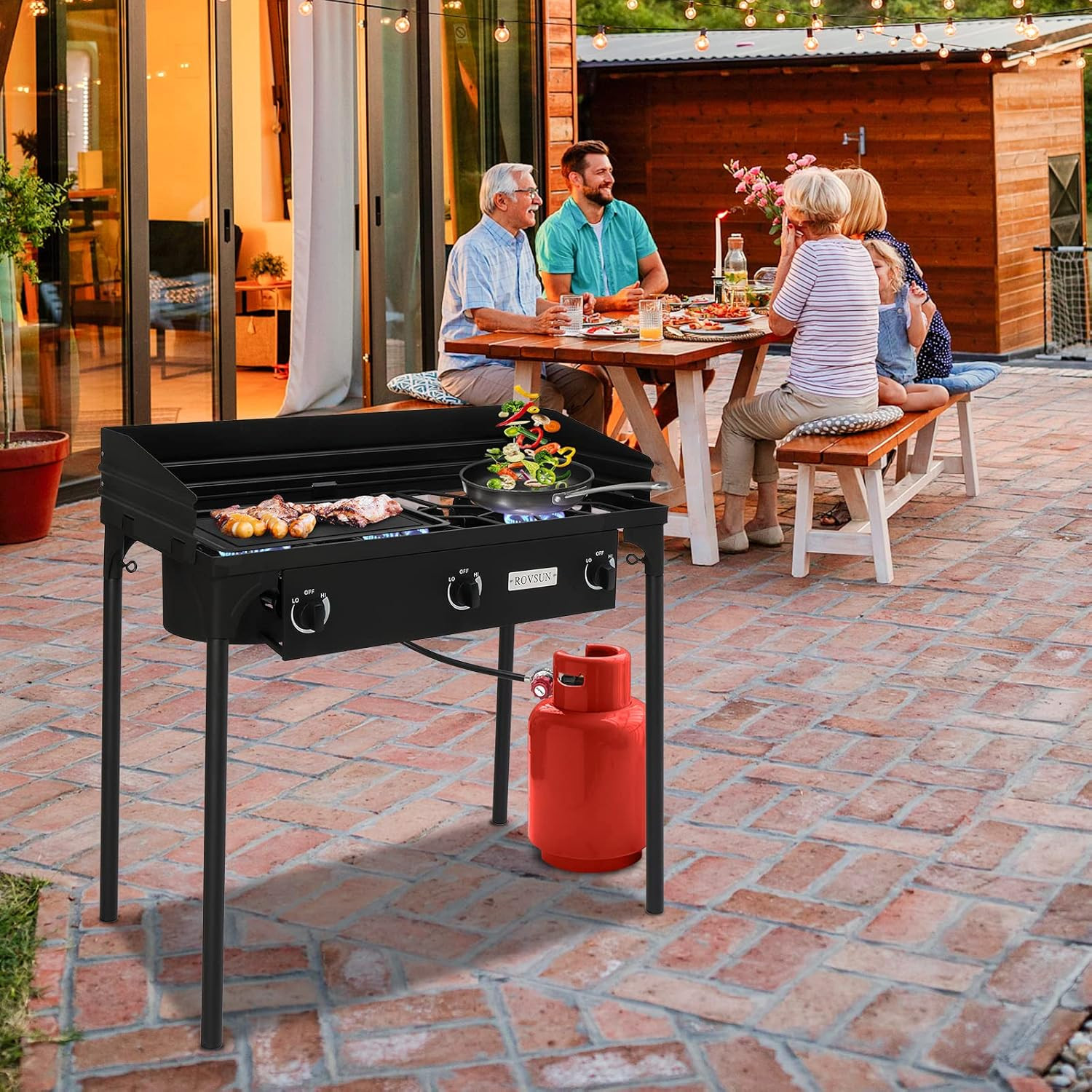 2/3 Burner Outdoor Propane Gas Stove High Pressure Stand Cooker for Backyard Coo