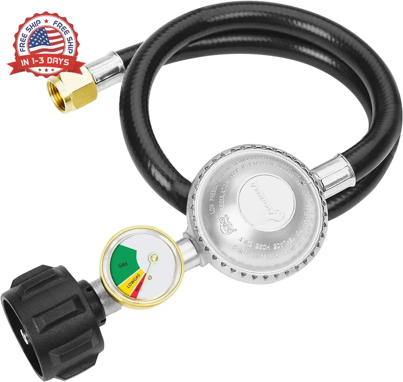 CALPOSE 2 Feet Propane Hose with Regulator & Gauge, Universal Gas Grill Regulato