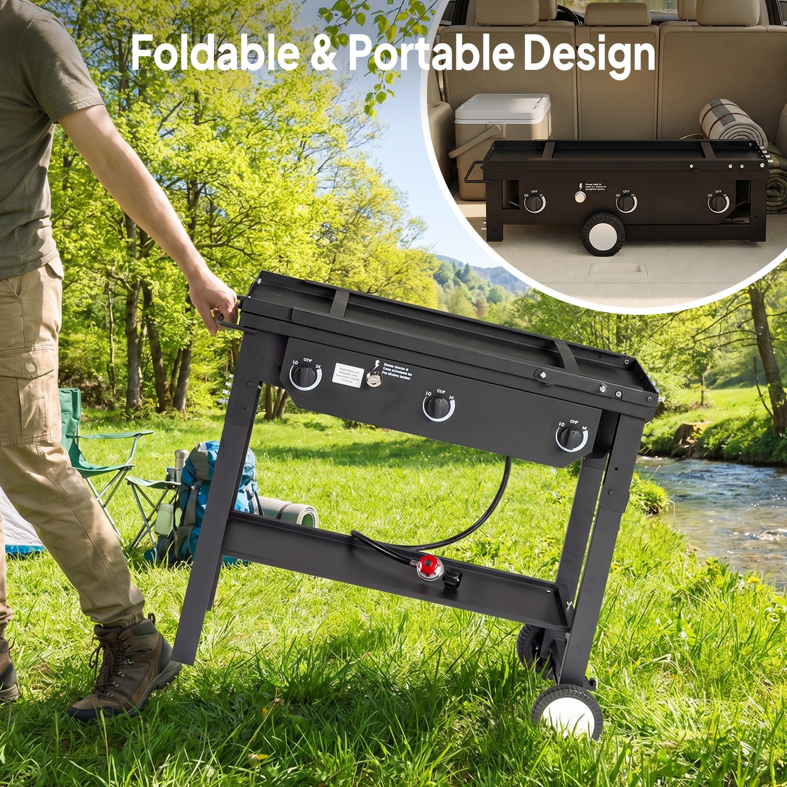 Folable Portable Propane Stove 2-3Burners for Outdoor Camping Cooker Stove Grill