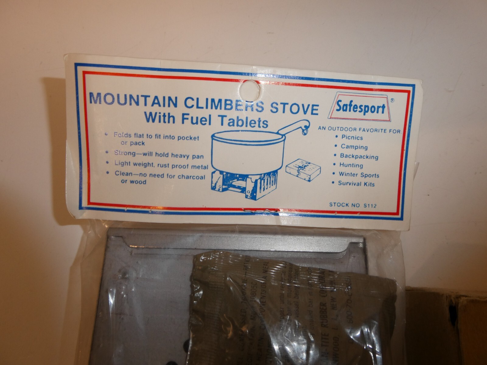 Safesport Mountain Climbers Stove W/ Fuel Bar Hiking, Camping, Survival Military