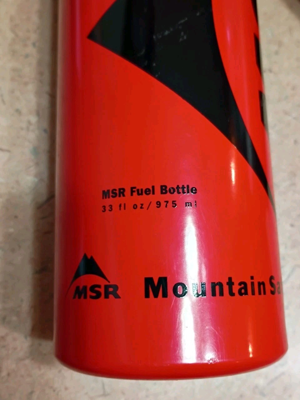 MSR 33oz. Red Aluminum Camping Stove Fuel Bottle w/ Protective Leather Holder