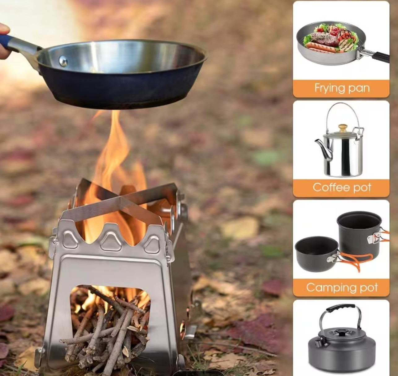 Classic Flat Packing Stainless Steel Wood Stove. Only 8 ounces.