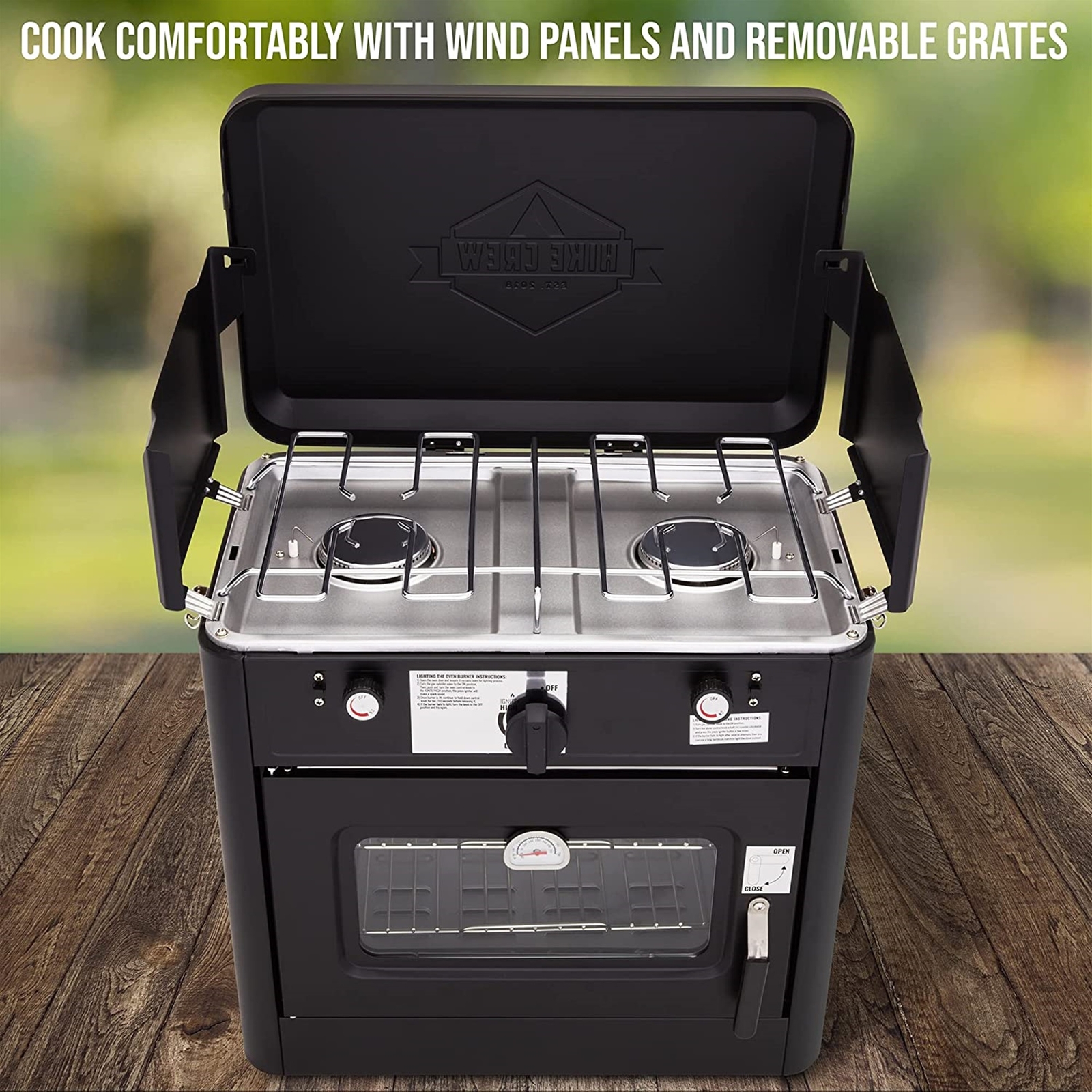 Hike Crew 2-in-1 Gas Camping Portable Propane Stove & Oven with Grill
