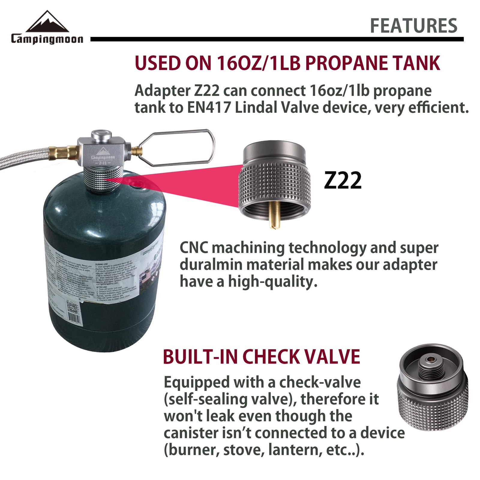 CAMPINGMOON Propane to Butane Camping Stove Small, 27.6″ Length (Z22/Z21-70)