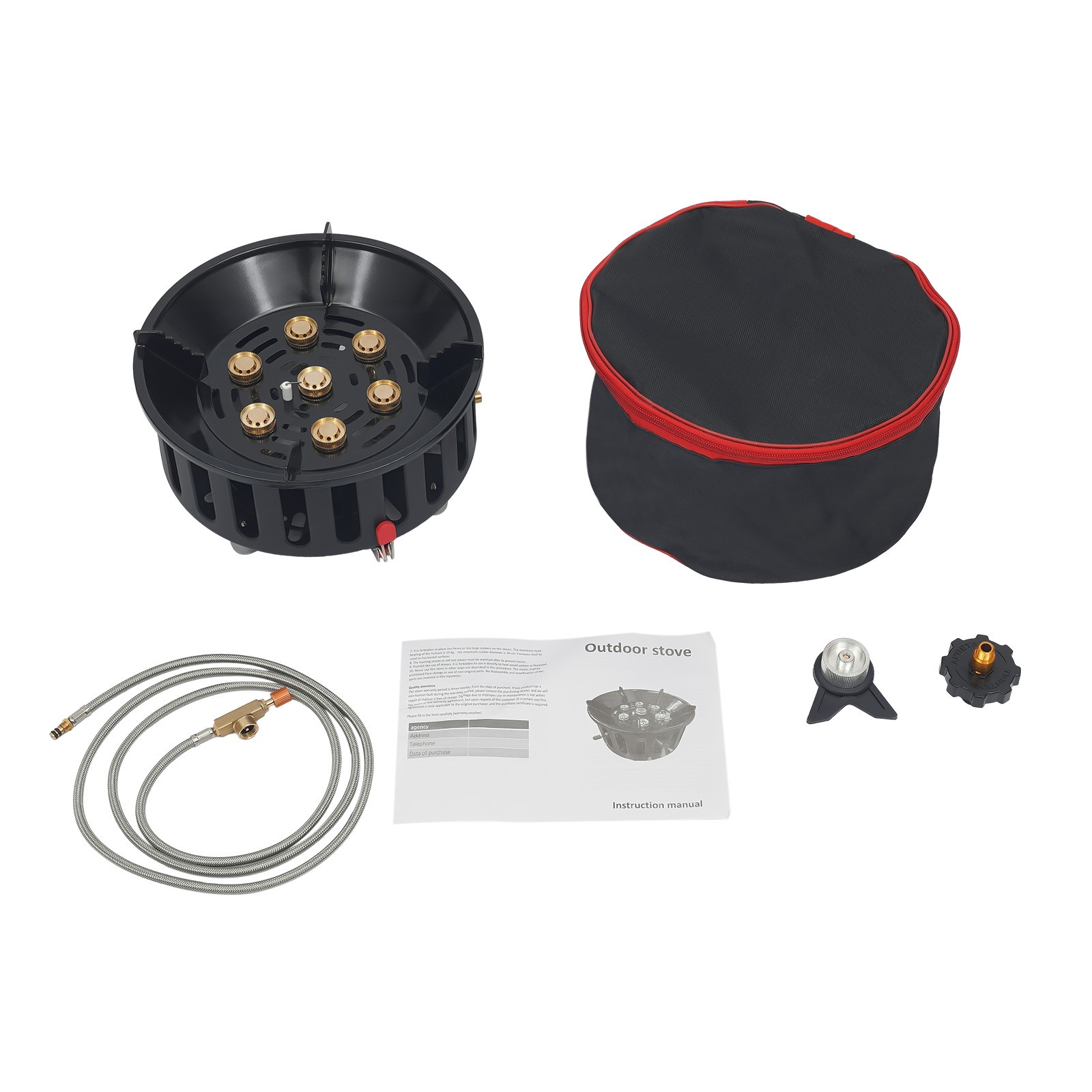 72000 BTU Camping Stove Portable Outdoor Burner With 2 Adapters & Storage Bag