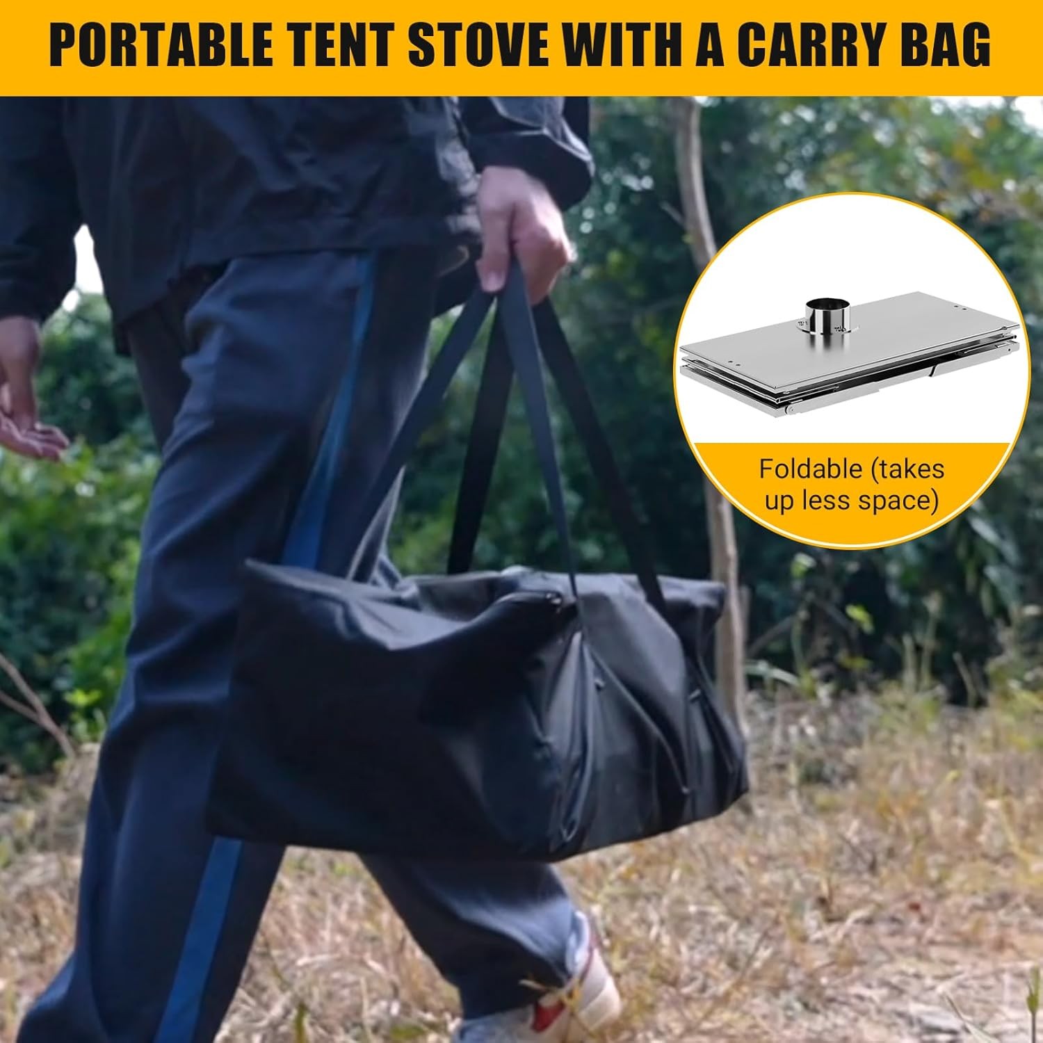 Portable Hot Tent Stove,Stainless Steel Stove with Pipe Bag,Backpacking,Heating