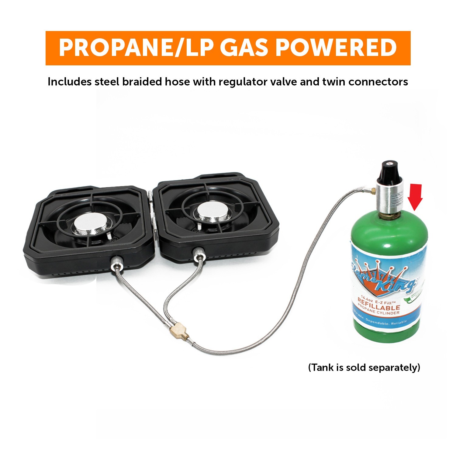 Foldable Dual Fuel Butane/Propane Camping Stove with Carry Case-Black
