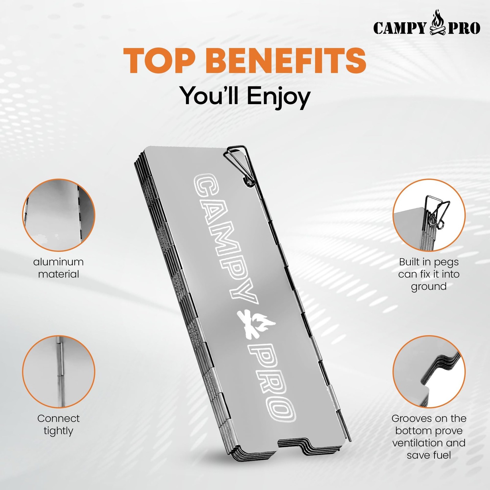 Silver Camping Stove Windscreen, 12-Plates Premium Aluminum Wind Guard Shield…