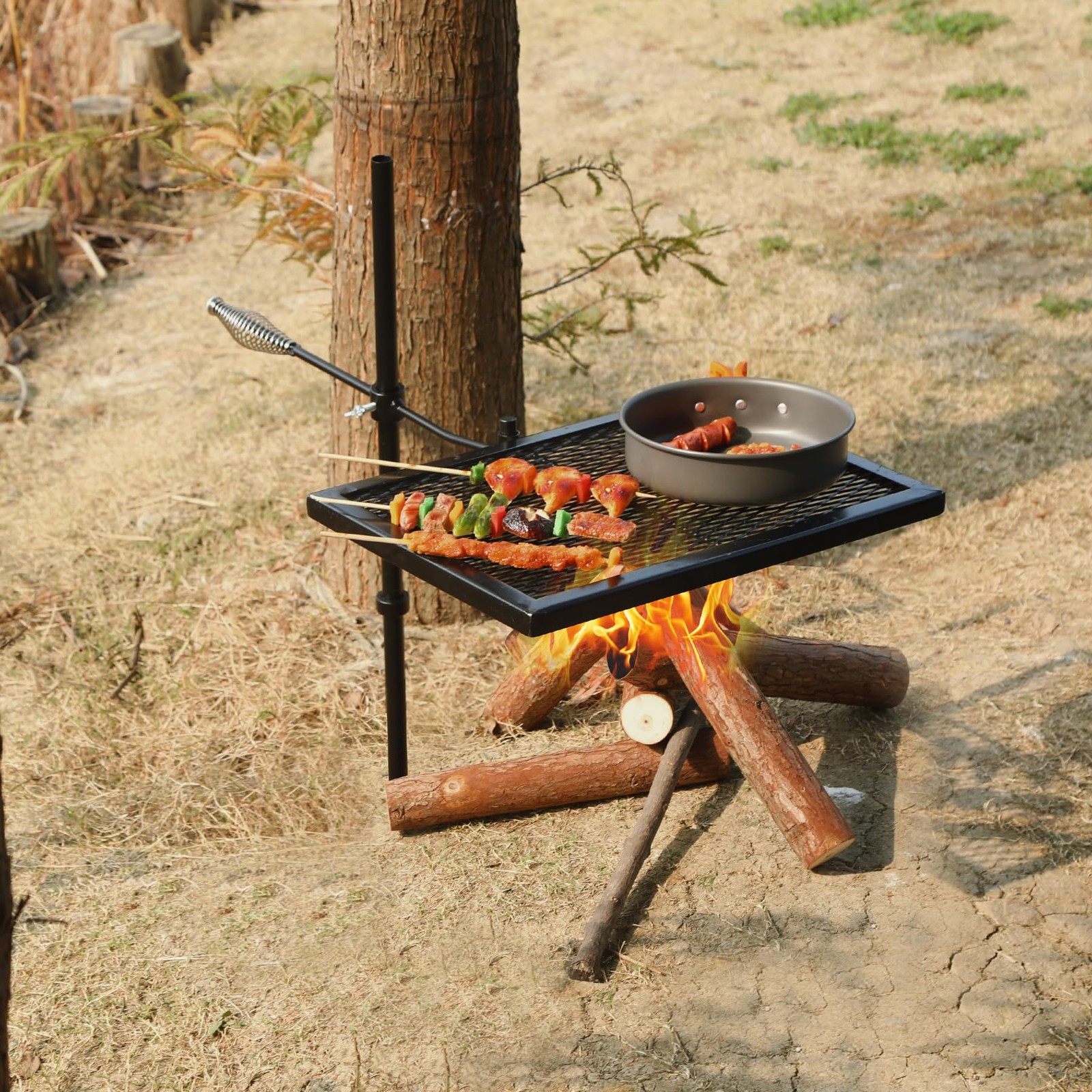 Swivel Campfire Grill 16.7″ X 12.6″ Heavy Duty Steel Grate – Outdoor Cooking