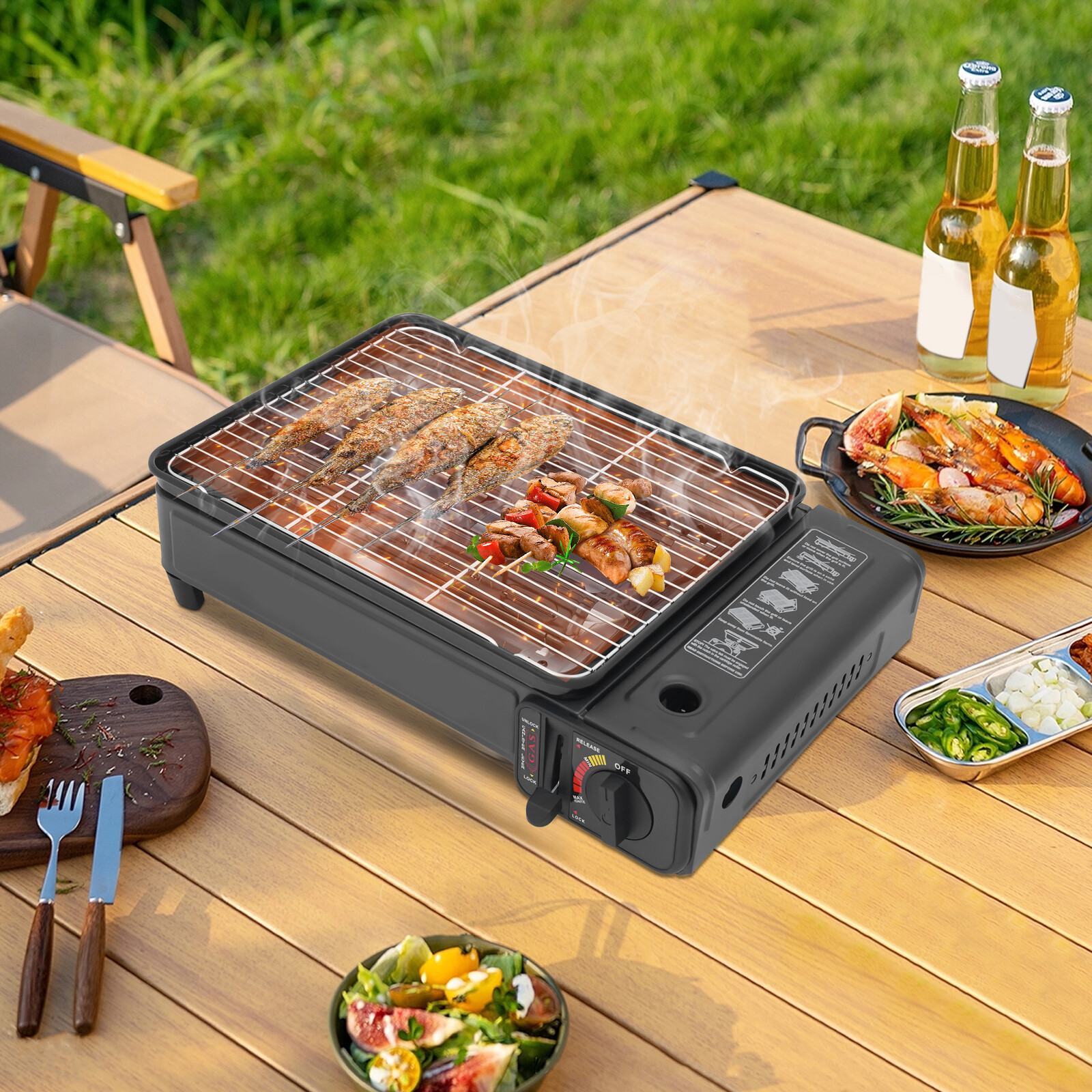 Outdoor Gas Barbecue Stove PortableCamping Gas Stove Tabletop Cooking Stove