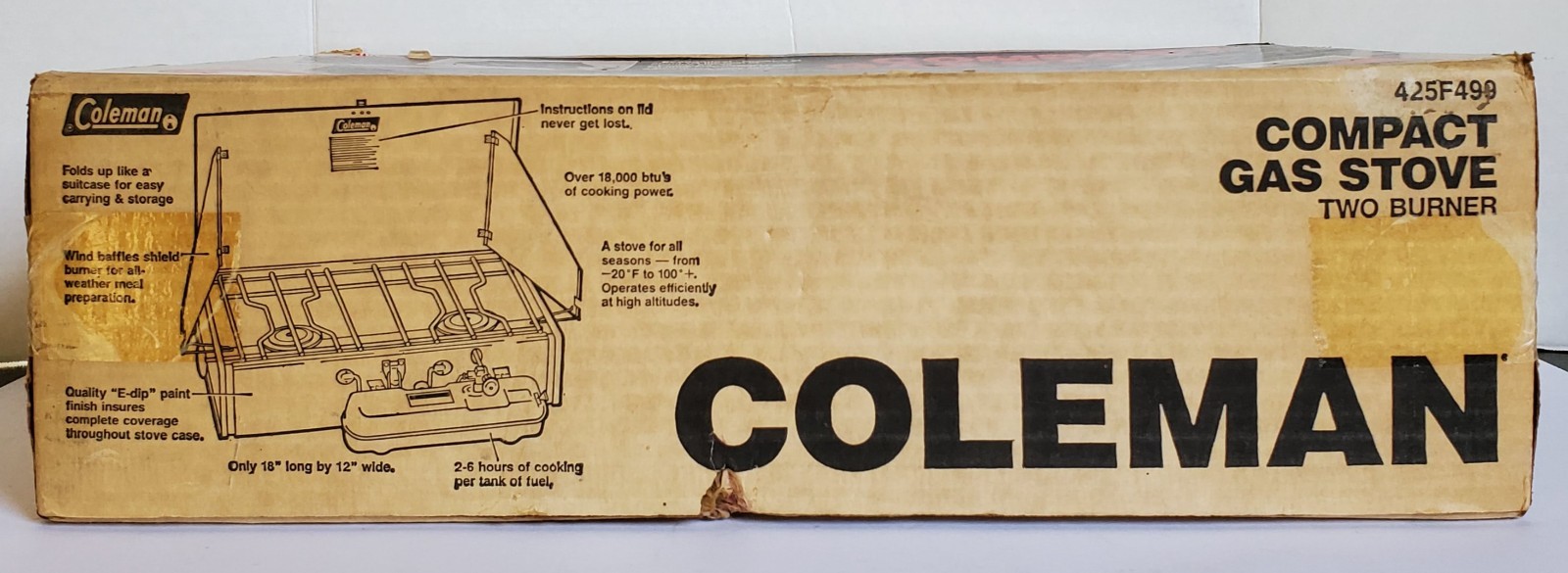 Coleman 2 Burner Compact Gas Camping Stove 425F499 Brand New in Sealed Box 80’s