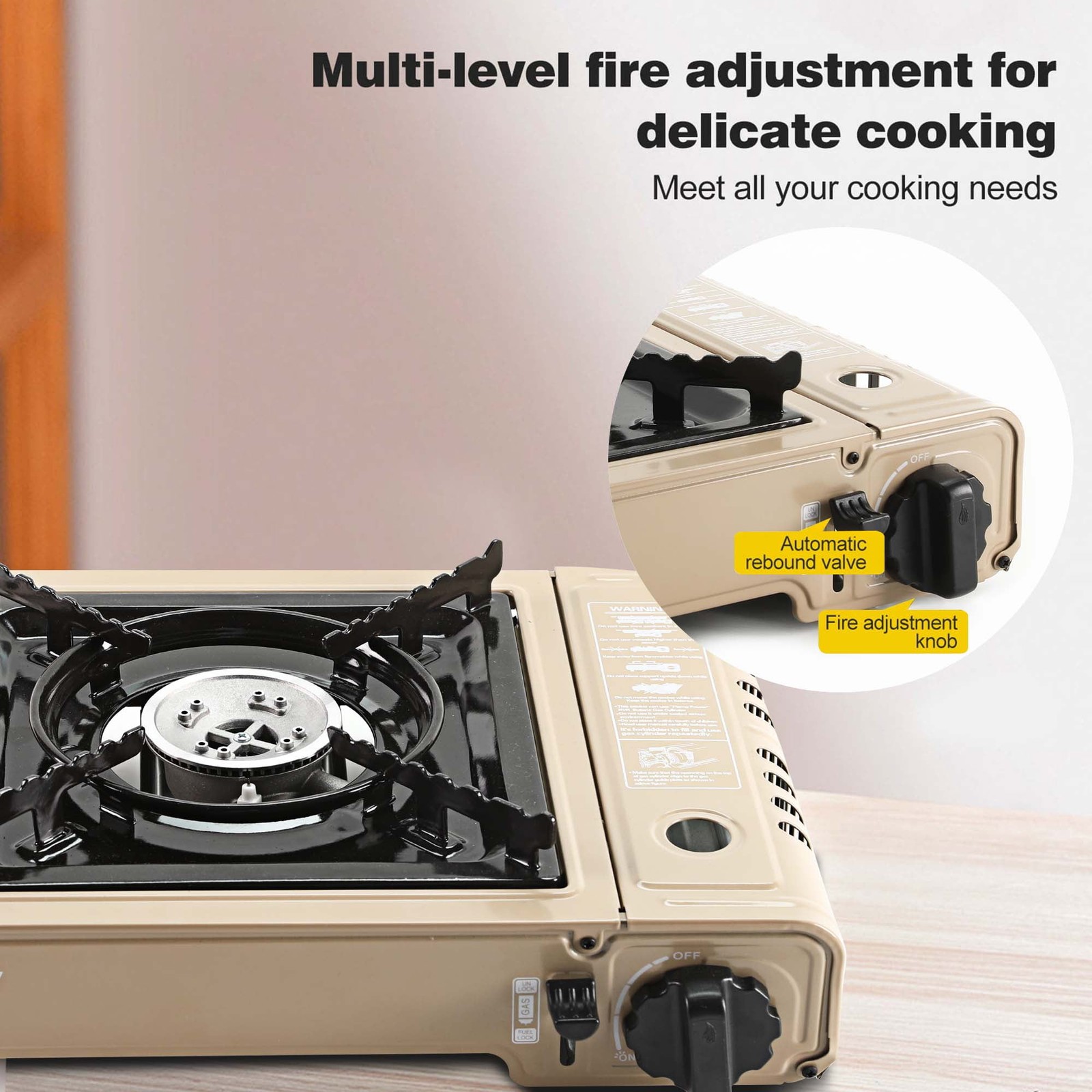 Portable Camping Stove, 1 Burner Butane Gas Stove with Updated Carrying Case