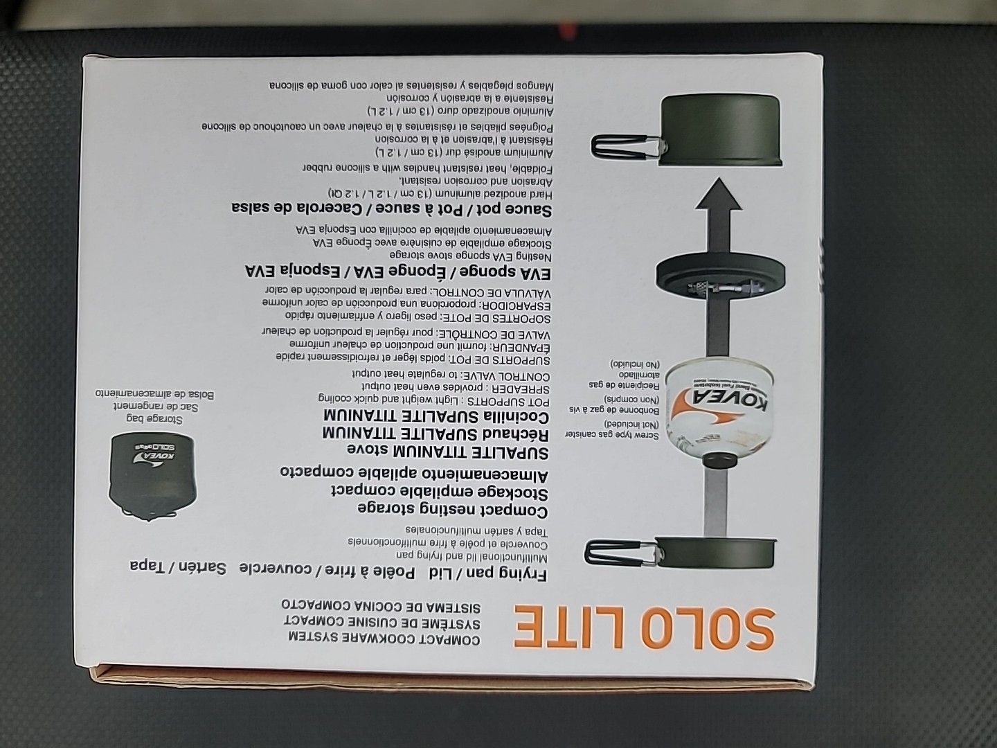KOVEA KCW-SL12 Solo Lite Backpacking Cookware/Stove Set