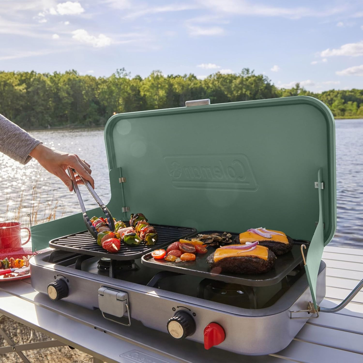 Cascade 3-In-1 Outdoor Camp Stove, Portable Cooktop with Included Cast-Iron Gril