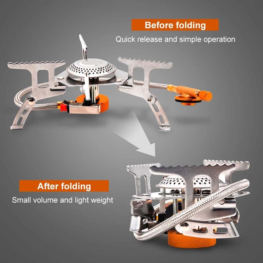 3900W Camping Stove Gas Stove Backpacking Burner W/ Case Portable Outdoor Stove