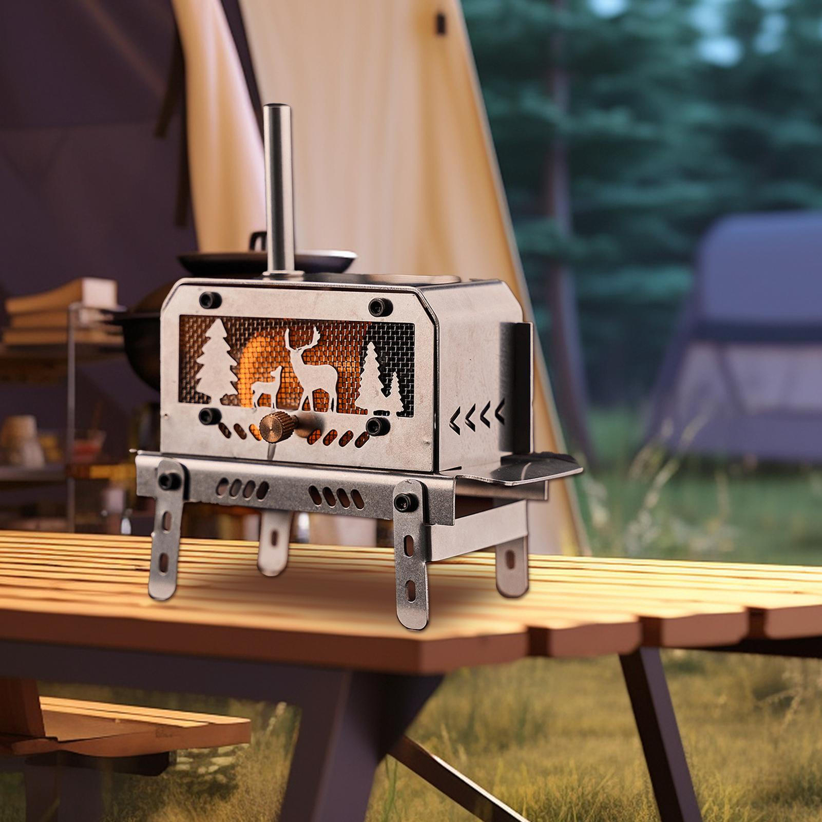 Camping Wood Stove Portable for Tent Portable Wood Cook Stove Stainless amiable