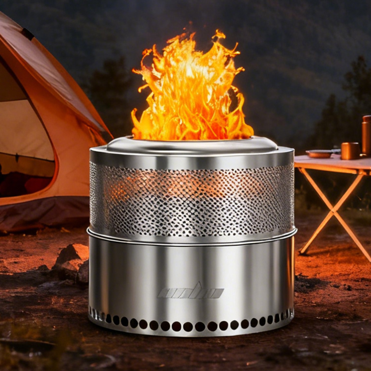 4-6 People 20” Smokeless Fire Pit Wood Burning Portable Stainless Steel Outdoor