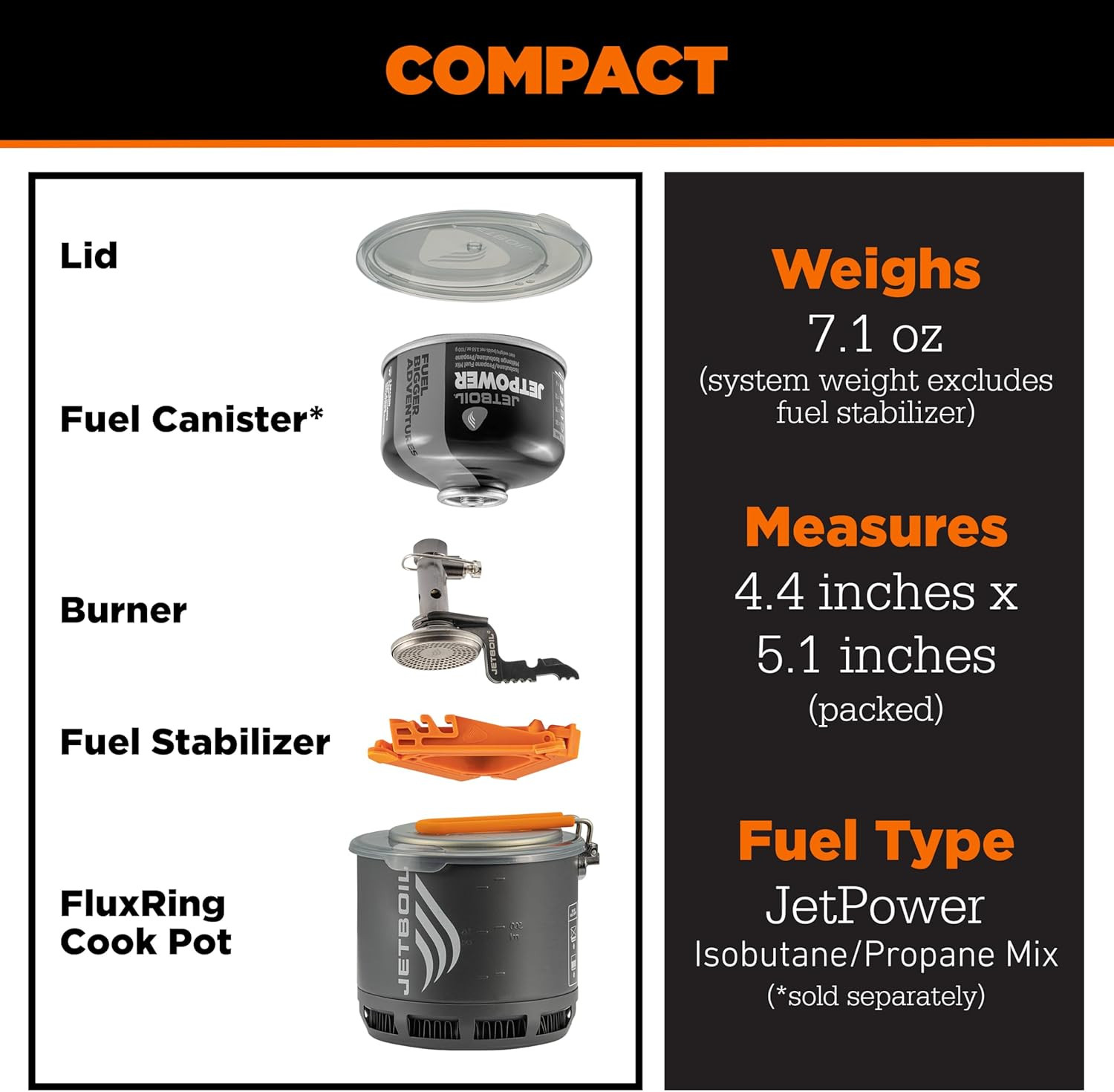 Jetboil Stash Ultralight Camping and Backpacking Stove Cooking System