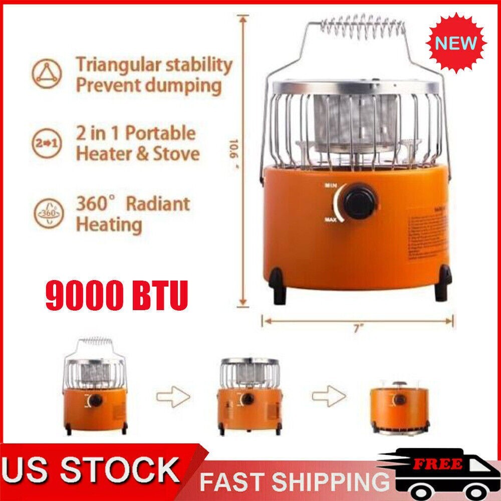 9000 BTU Adjustable Propane Heater – 2-in-1 Indoor & Outdoor Portable Gas Stove