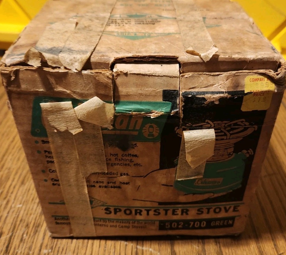 Vintage Coleman Sportster Camping Stove 502-700 One Burner Green In Original Box