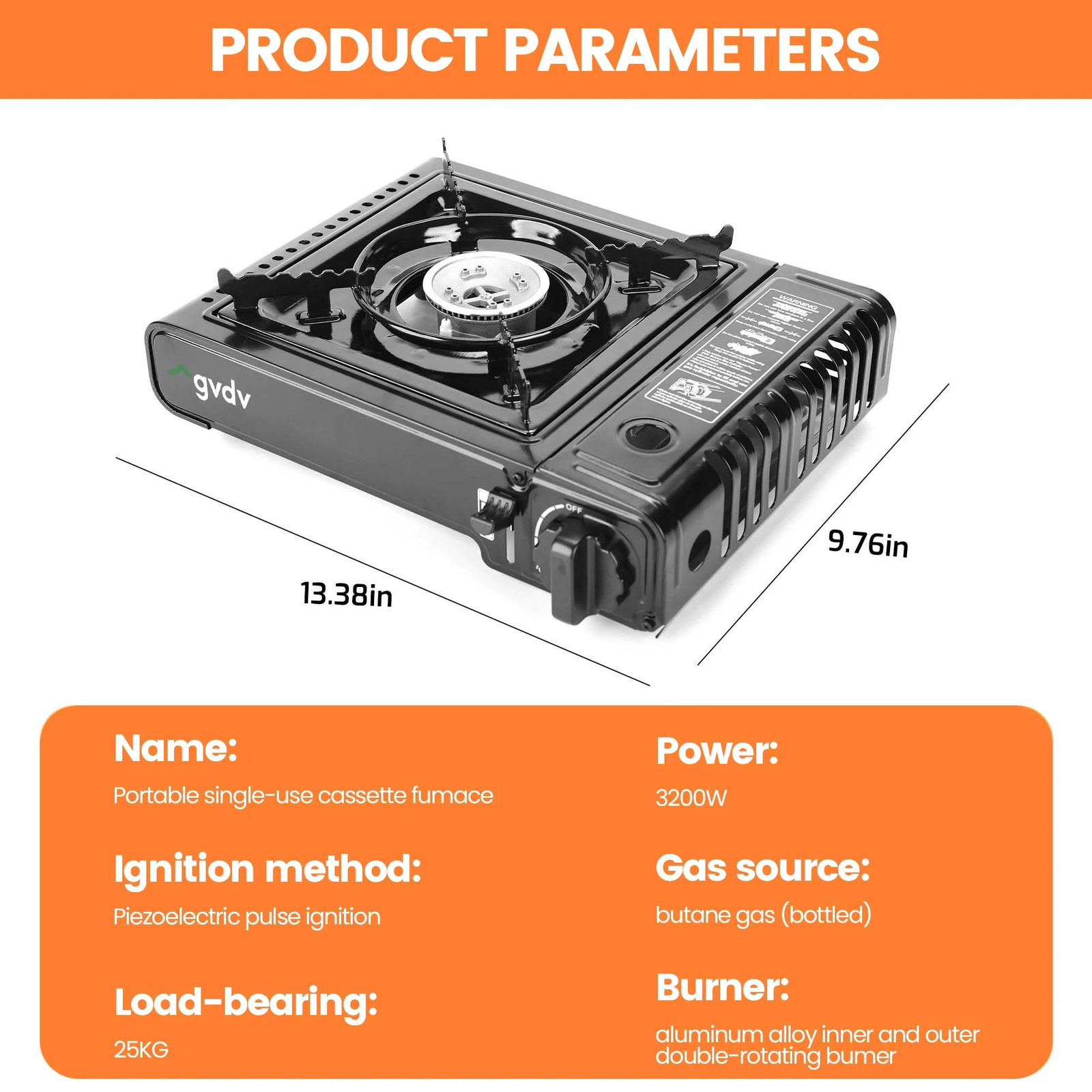 Portable Camping Stove, 1 Burner Butane Gas Stove with Updated Carrying Case
