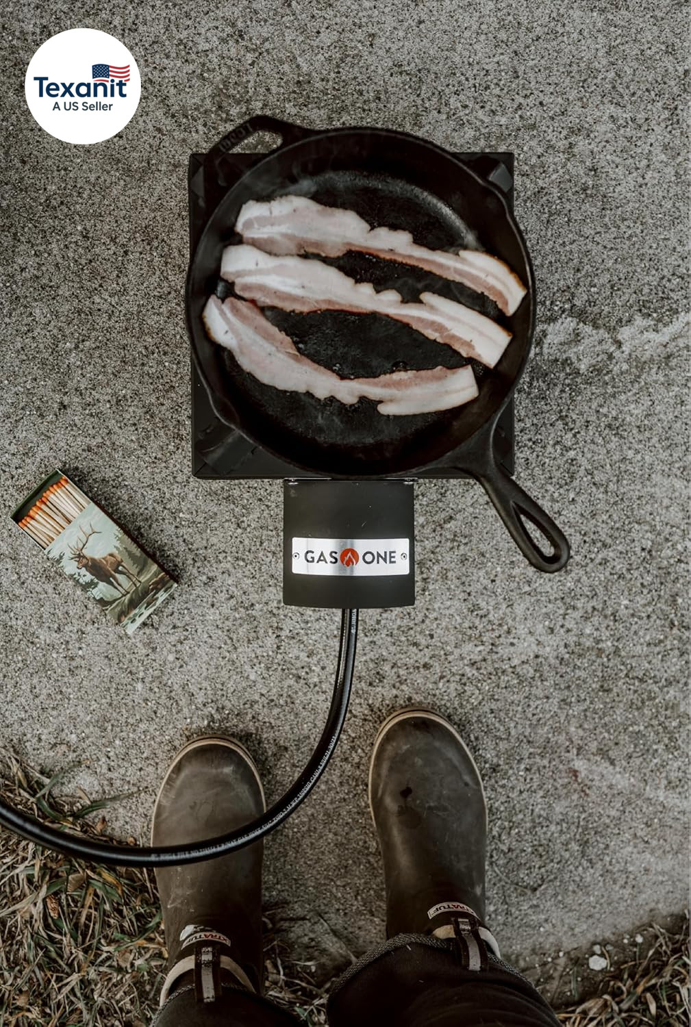 Gasone High Pressure Single Propane Burner – Outdoor Cooking with Heat Shield an