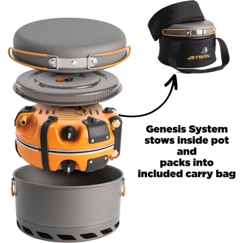 Jetboil Genesis Basecamp Backpacking and Camping Stove Cooking System, Orange
