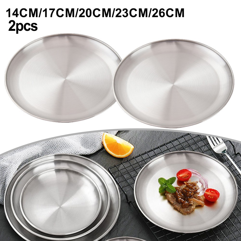 2pcs Stainless Steel For Camping Plates for Outdoor Kitchen and Picnics