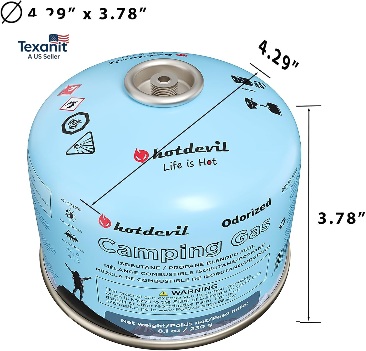 Isobutane Fuel Canister 230 Gram Camping Stove Fuel Butane Propane Blend Isobuta