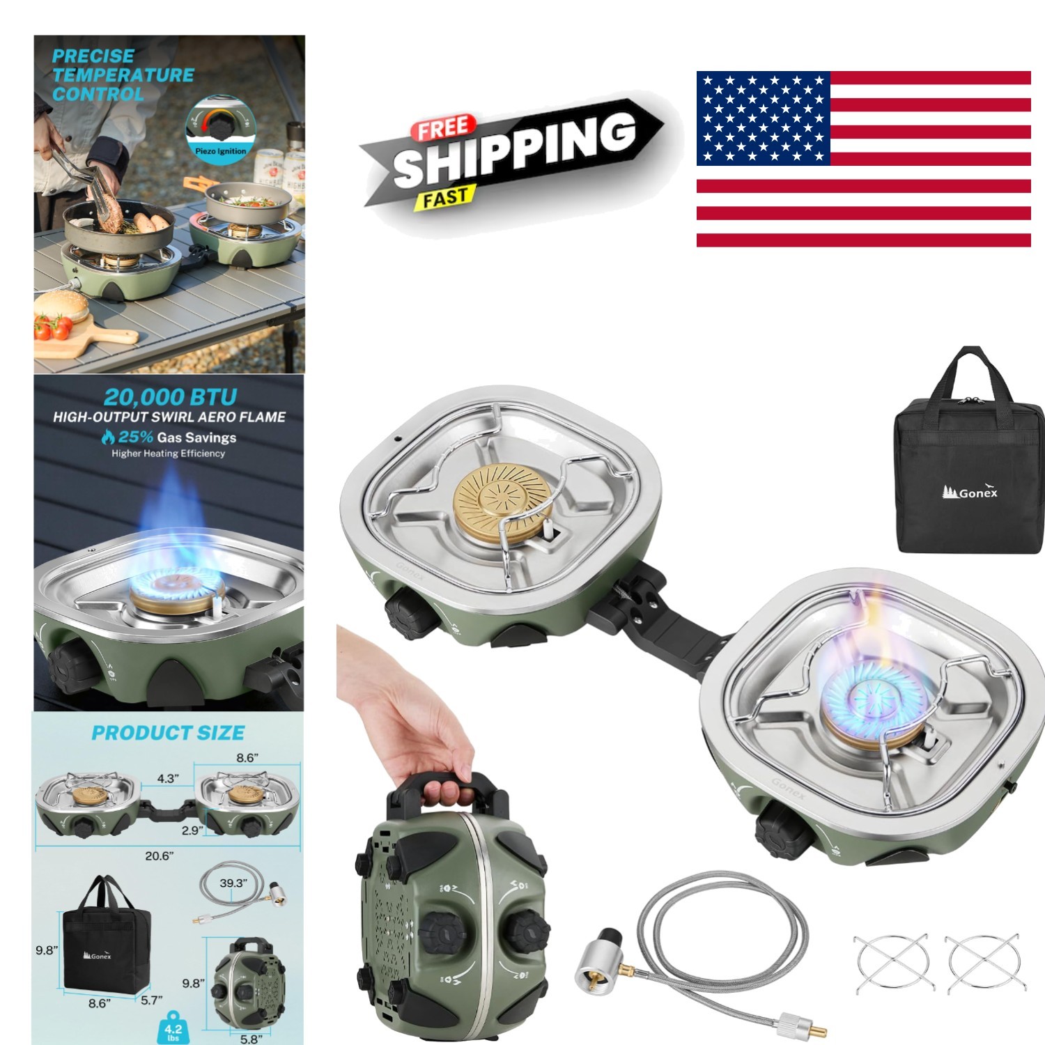 Two Burner Portable Stove 20000 BTU Efficient Cooking for Outdoor Adventures