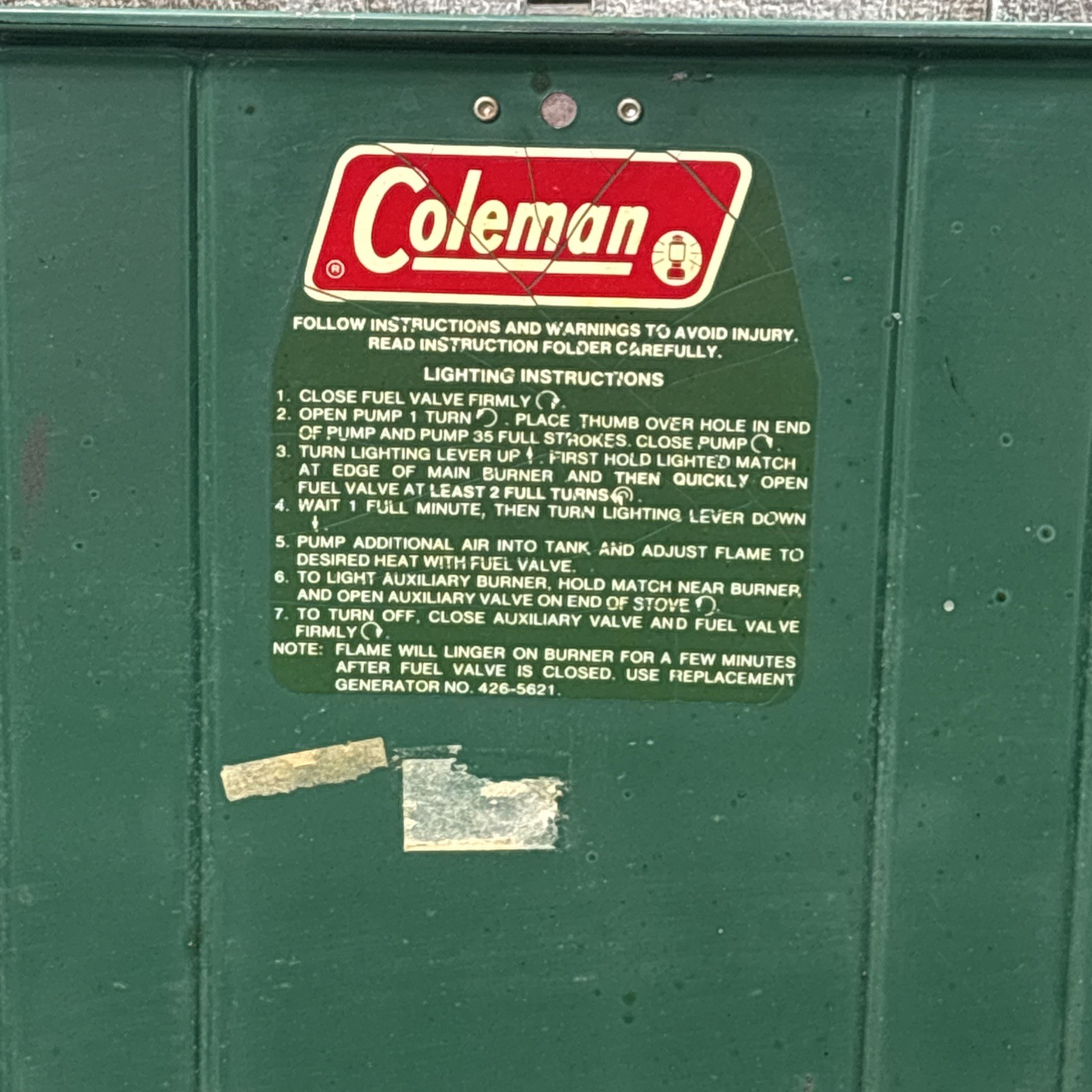 Vintage Coleman 413H Camp Stove 2 Burner Green Tested Working Made in USA