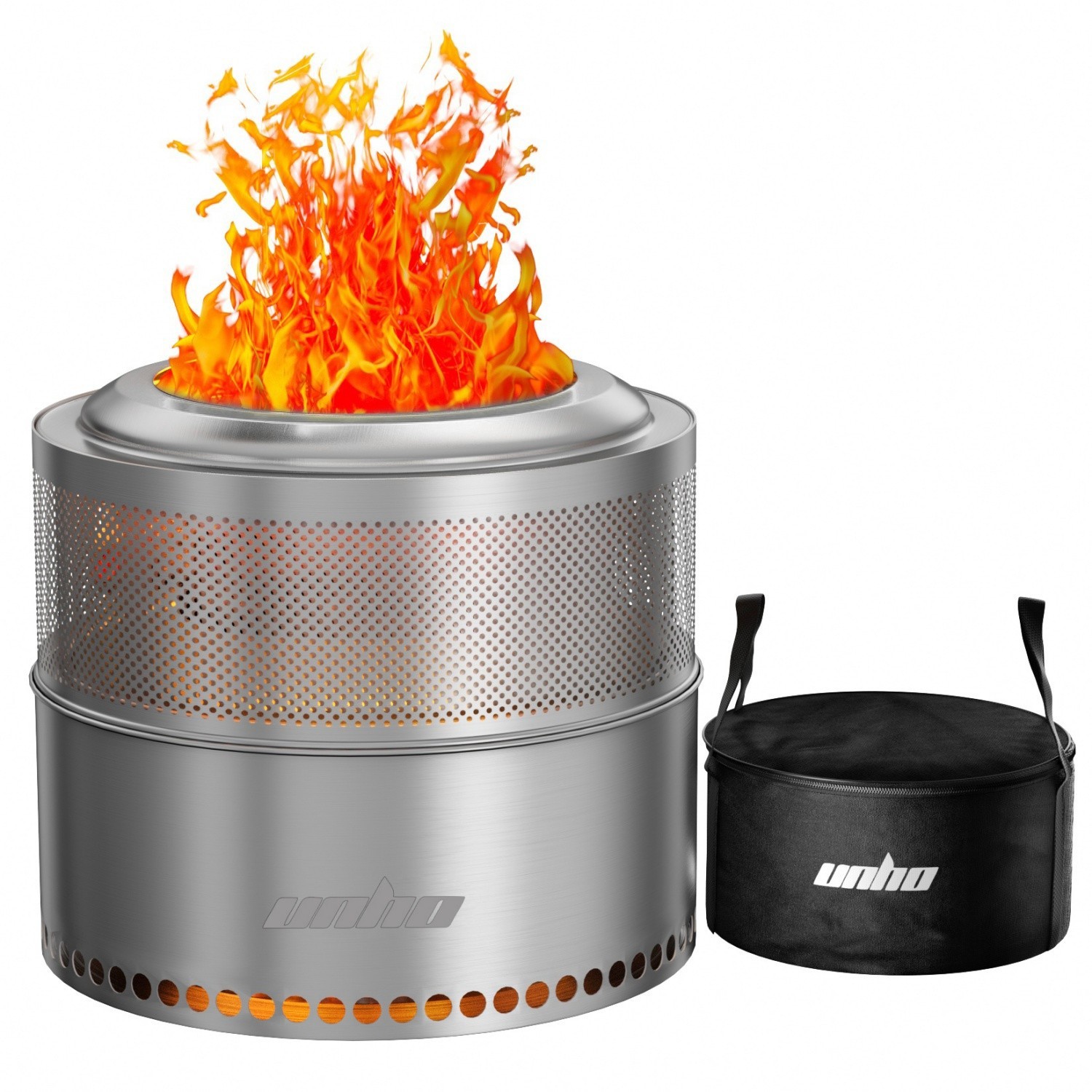 4-6 People 20” Smokeless Fire Pit Wood Burning Portable Stainless Steel Outdoor