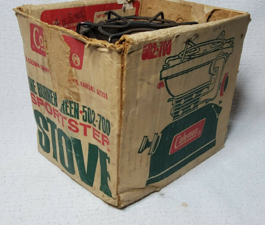 VTG 1972 COLEMAN 502-700 SPORTSTER SINGLE BURNER CAMP COOKING STOVE 5/72 & BOX