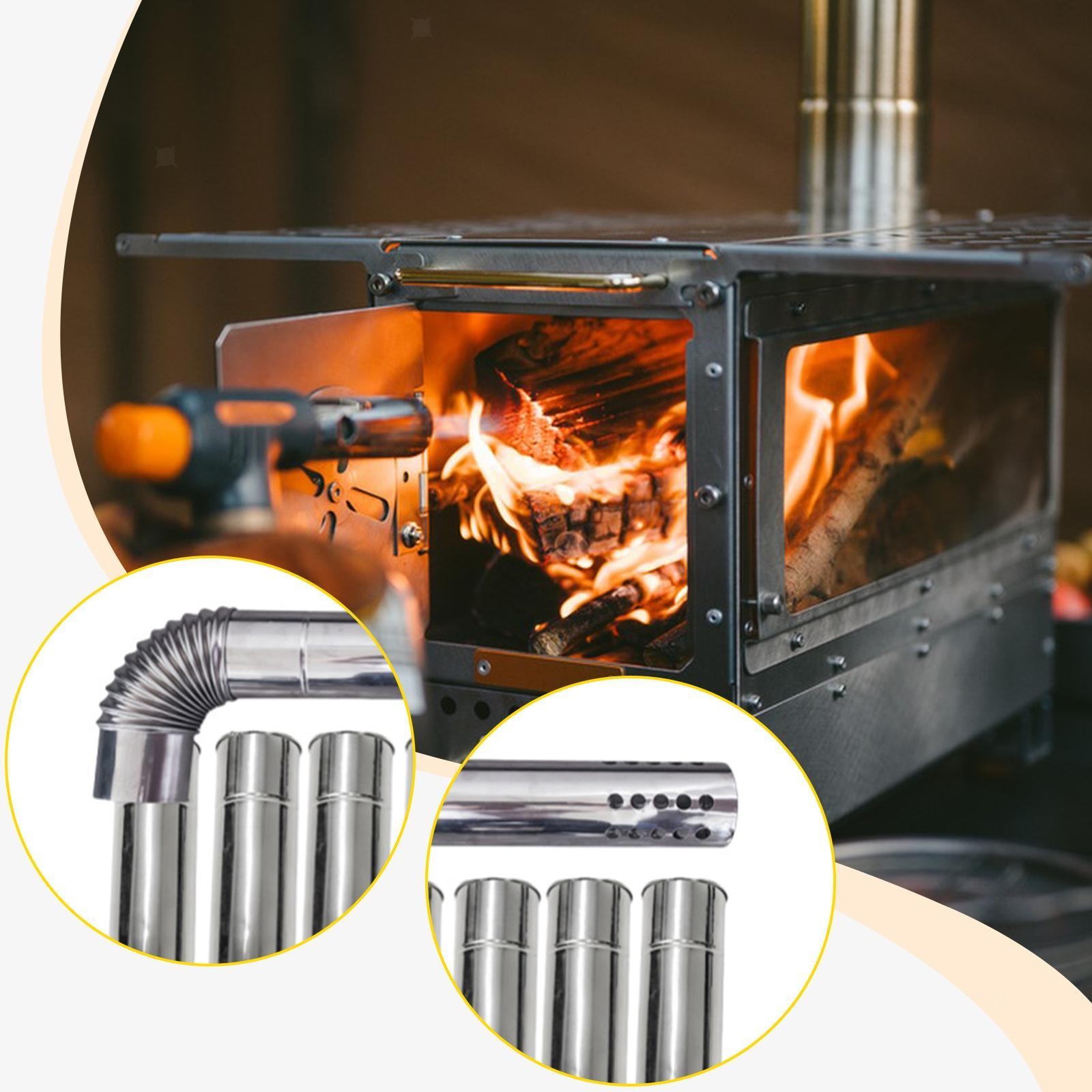 Chimney Pipe Camp Stove Pipe Tube Extension with Storage Pouch Flue Furnace Tube