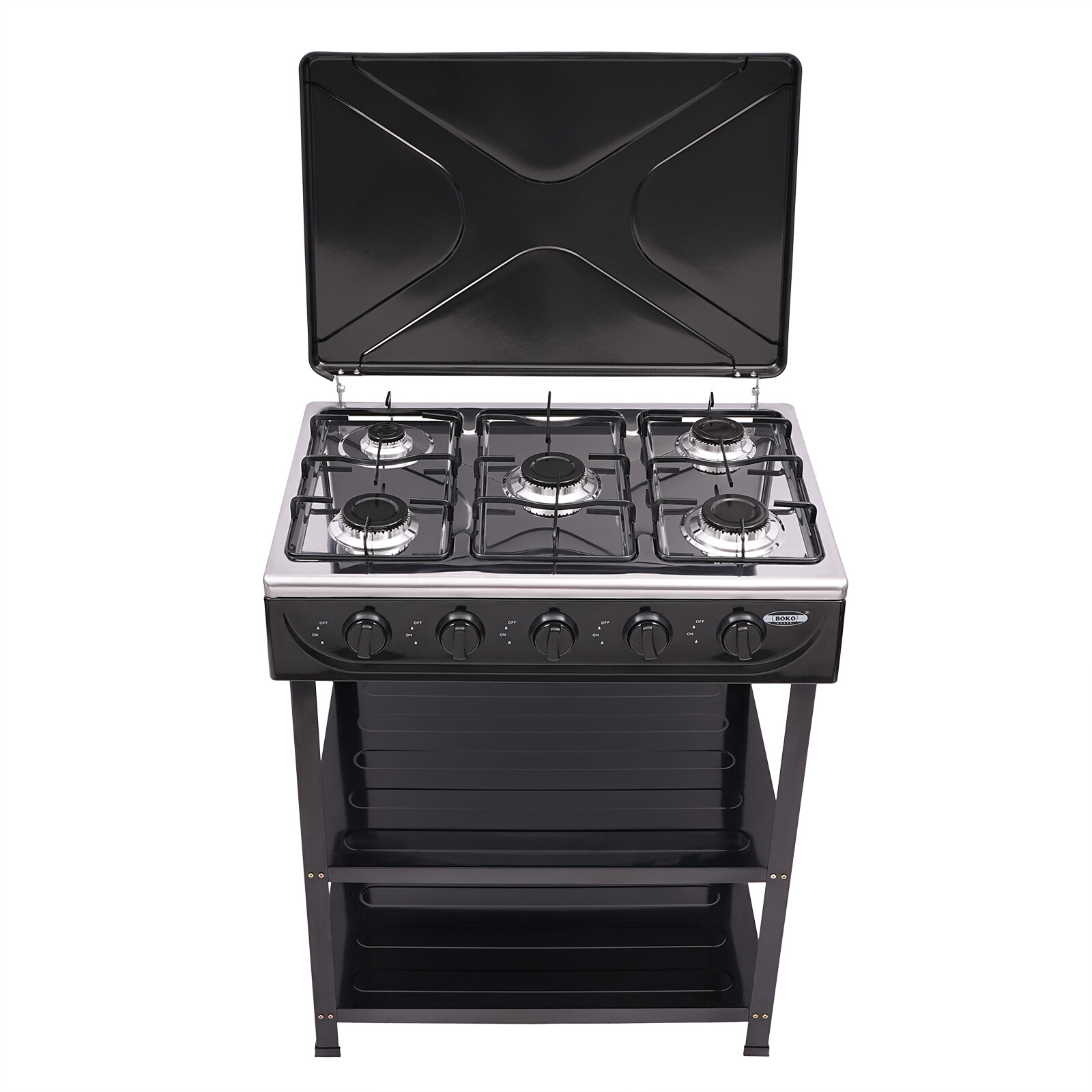 Outdoor Cooking Natural Gas Stove 5-Burners W/ Storage Rack For Camping/Kitchen